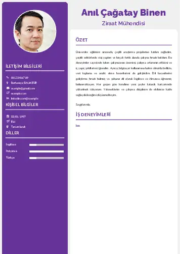 Ziraat Mühendisi Cv Örnekleri cv indir